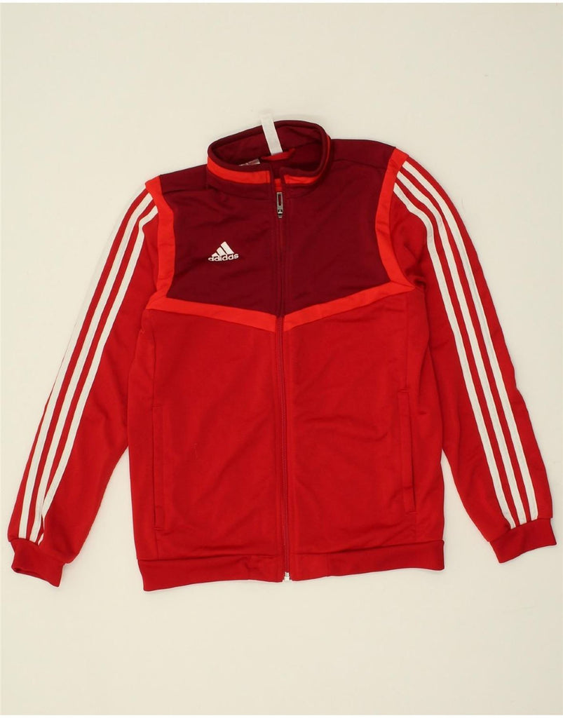 ADIDAS Boys Tracksuit Top Jacket 11-12 Years Red Colourblock Polyester | Vintage Adidas | Thrift | Second-Hand Adidas | Used Clothing | Messina Hembry 