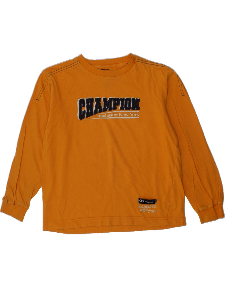 CHAMPION Boys New York Graphic Top Long Sleeve 9-10 Years Medium  Yellow Vintage Champion and Second-Hand Champion from Messina Hembry 