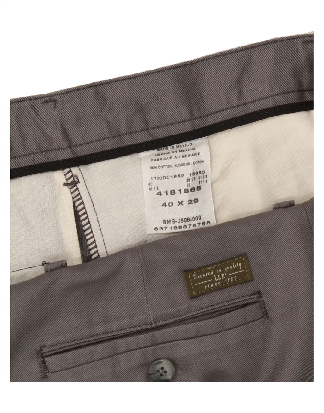 LEE Mens Pegged Chino Trousers W40 L29 Grey Cotton Vintage Lee and Second-Hand Lee from Messina Hembry 