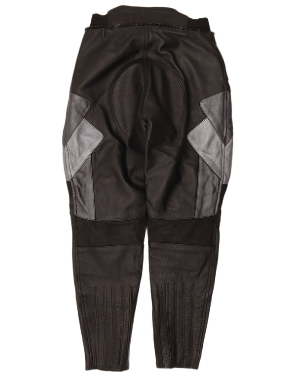 Orina Mens Leather Moto Racer Trousers W30 L30 Black Colourblock