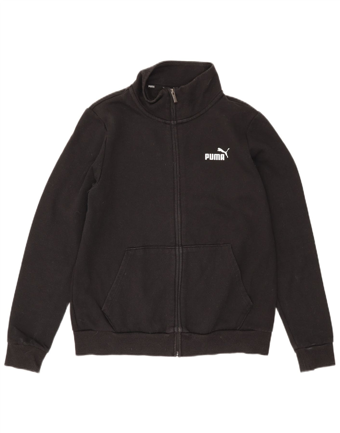 Puma Womens Tracksuit Top Jacket UK 16 Large Black Cotton