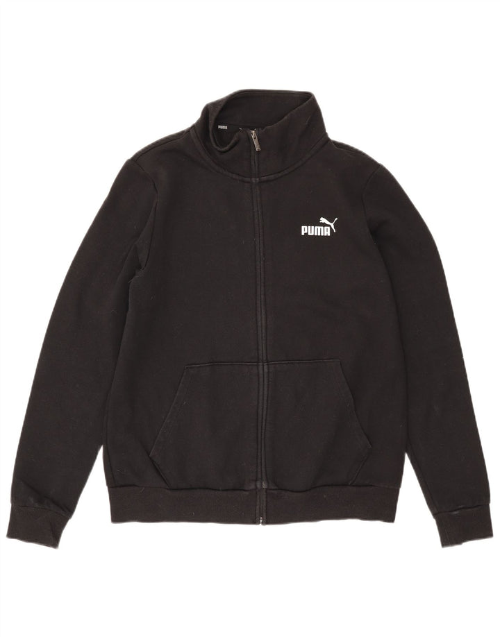 Puma Womens Tracksuit Top Jacket UK 16 Large Black Cotton
