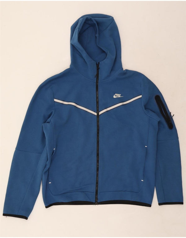 Nike Mens Zip Hoodie Sweater Large Blue Striped Cotton