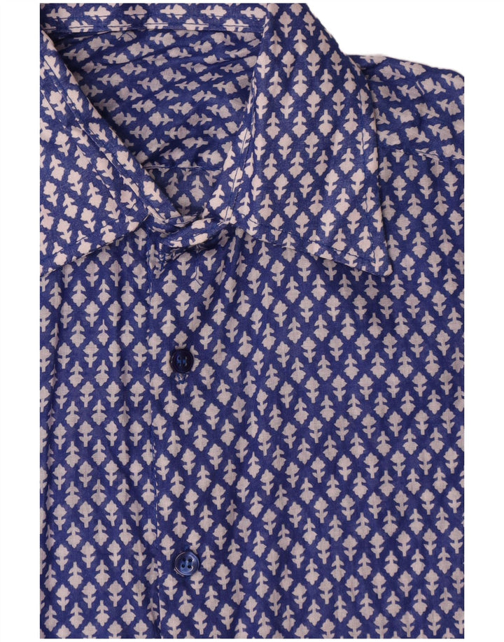 Vintage Mens Shirt Medium Blue Floral