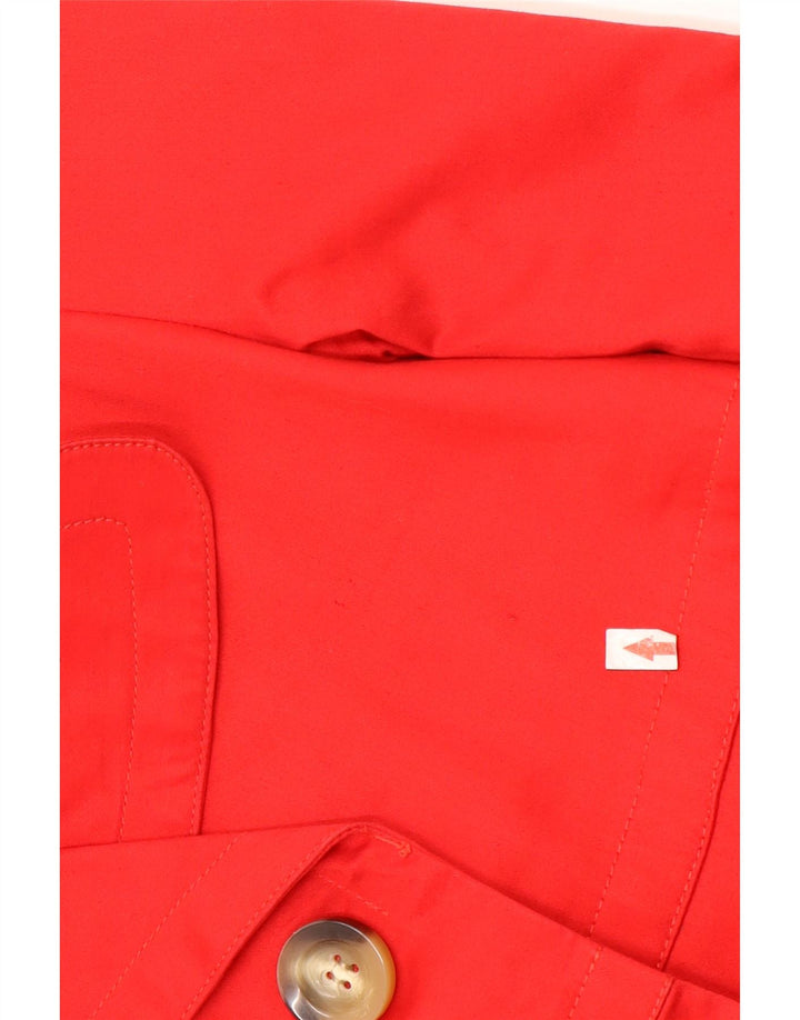 Zara Womens Short Pea Coat UK 14 Medium Red Cotton