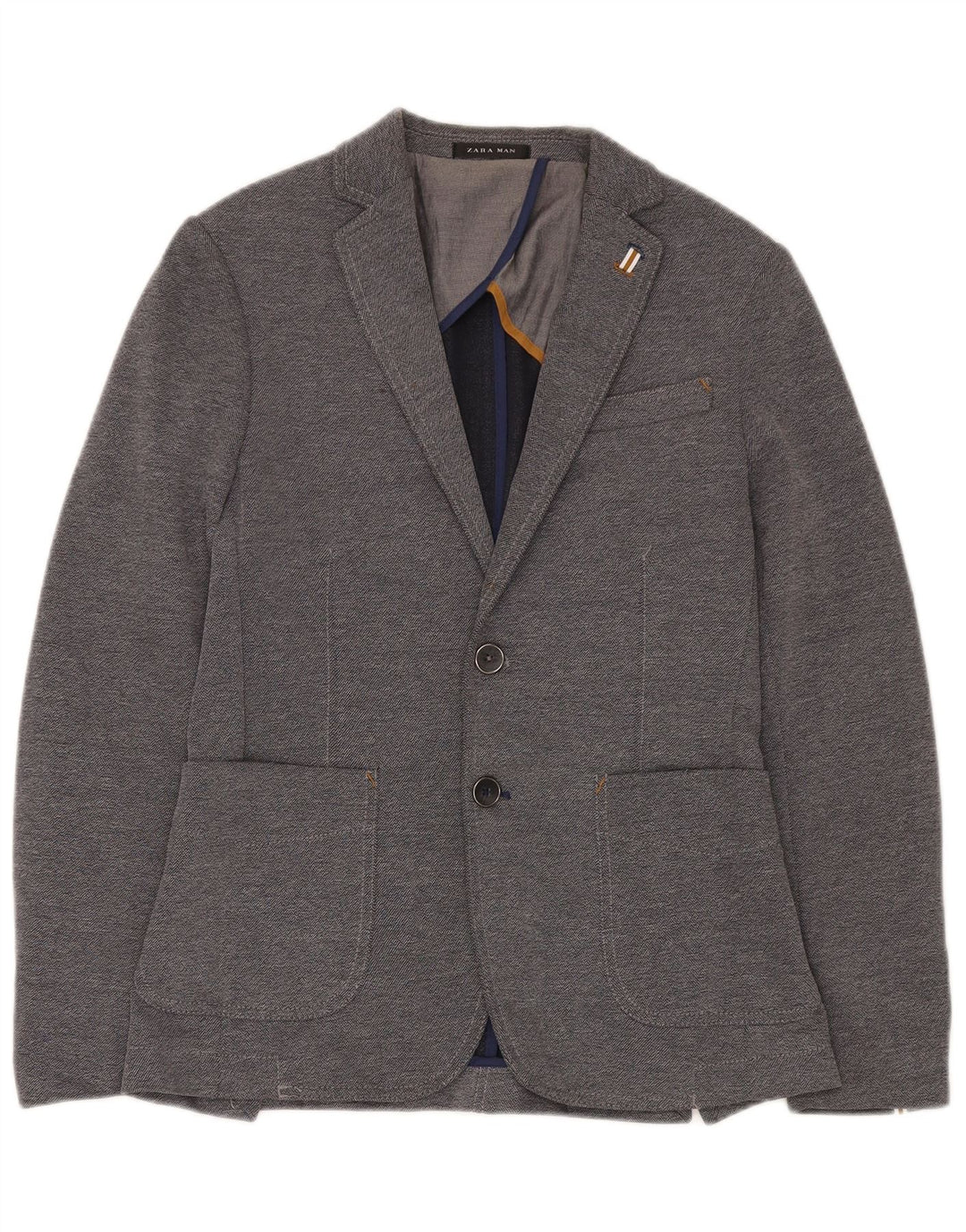 Zara Mens 2 Button Blazer Jacket EU 46 Small Grey Polyester