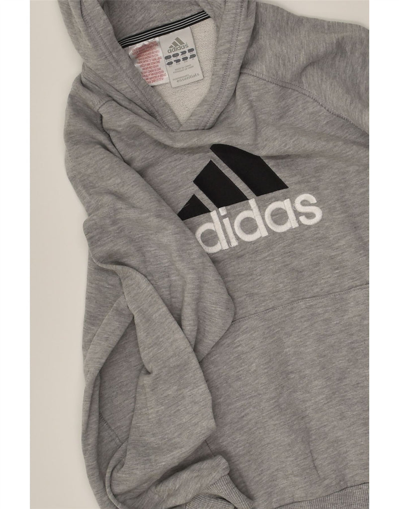 ADIDAS Boys Graphic Hoodie Jumper 11-12 Years Grey Cotton | Vintage Adidas | Thrift | Second-Hand Adidas | Used Clothing | Messina Hembry 