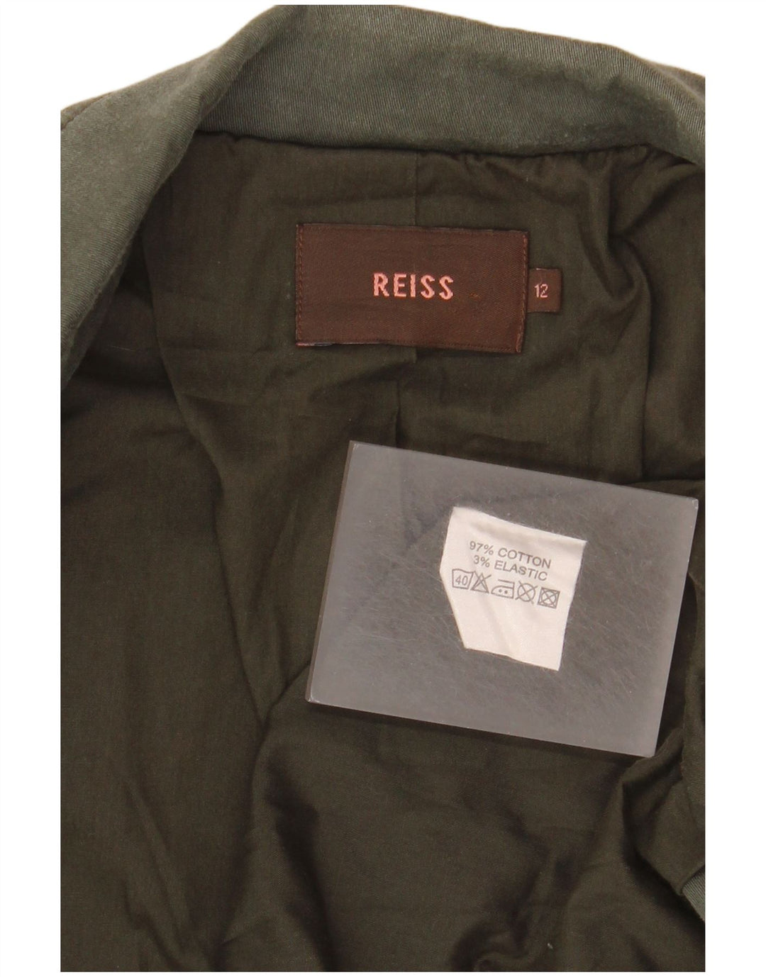 Reiss Womens 1 Button Blazer Jacket UK 12 Medium Green Cotton