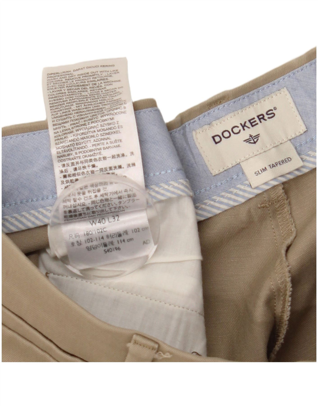 DOCKERS Mens Slim Tapered Chino Trousers W40 L29 Beige Cotton