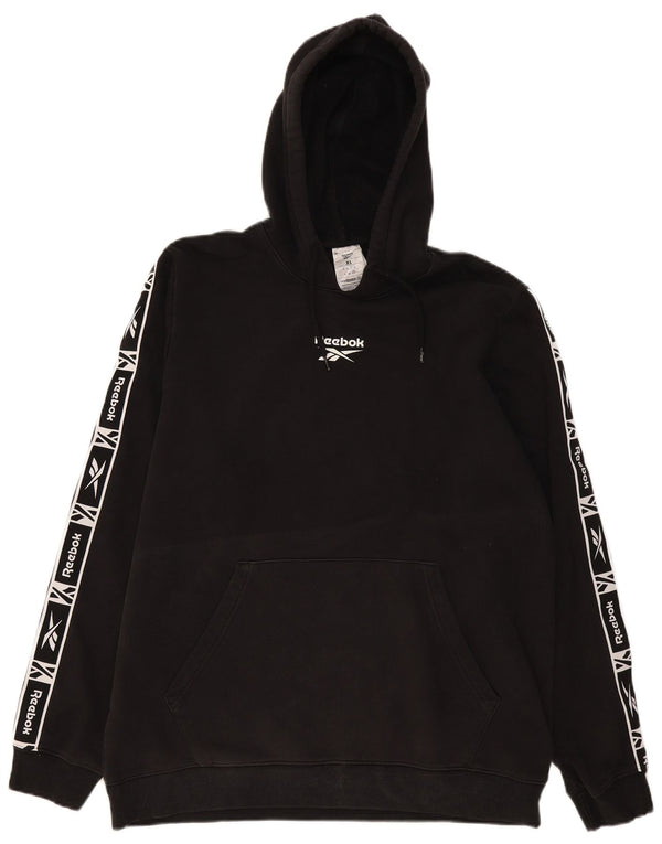 Reebok Mens Graphic Hoodie Jumper XL Black Cotton