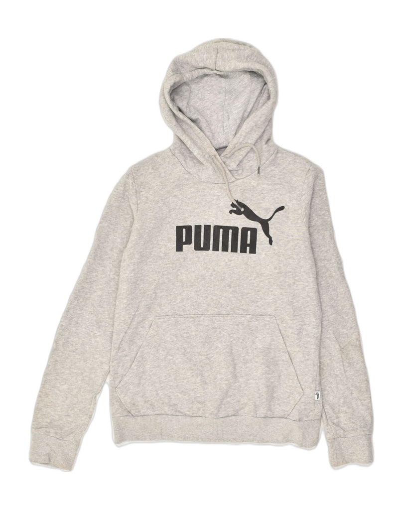 PUMA Womens Graphic Hoodie Jumper UK 10 Small  Grey Polyester | Vintage Puma | Thrift | Second-Hand Puma | Used Clothing | Messina Hembry 