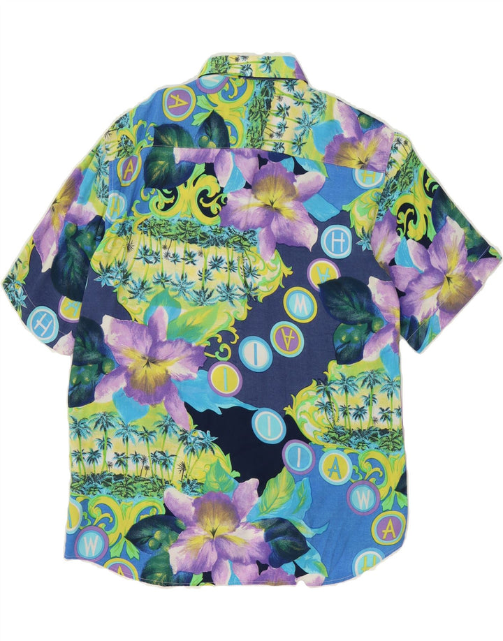 VINTAGE Mens Short Sleeve Shirt Small Multicoloured Floral Viscose Vintage Vintage and Second-Hand Vintage from Messina Hembry 