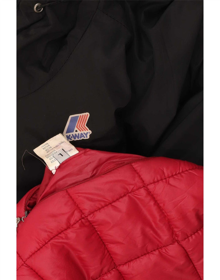 K-Way Womens Hooded Reversible Padded Jacket UK 14 Large Black Nylon