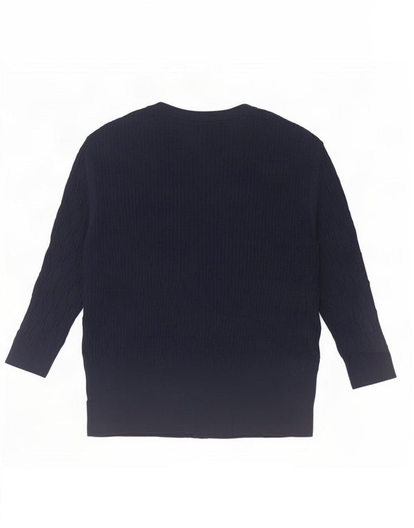 Marks & Spencer Womens 3/4 Sleeve Cardigan Sweater UK 16 Large Navy Blue