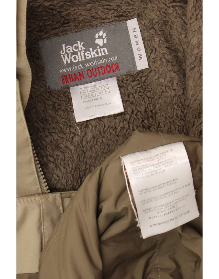 Jack Wolfskin Womens Hooded Parka Jacket UK 8 Small Khaki Polyester