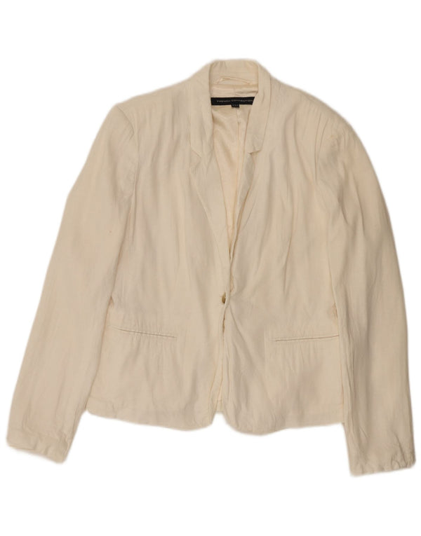 French Connection Womens 1 Button Blazer Jacket UK 12 Medium White Linen