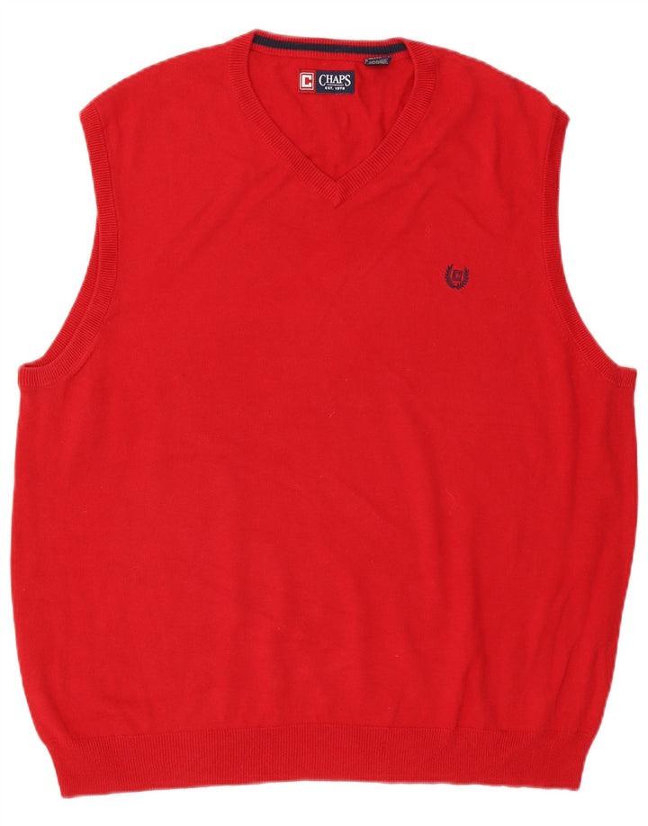 Chaps Mens Vest Tank Top XL Red Cotton