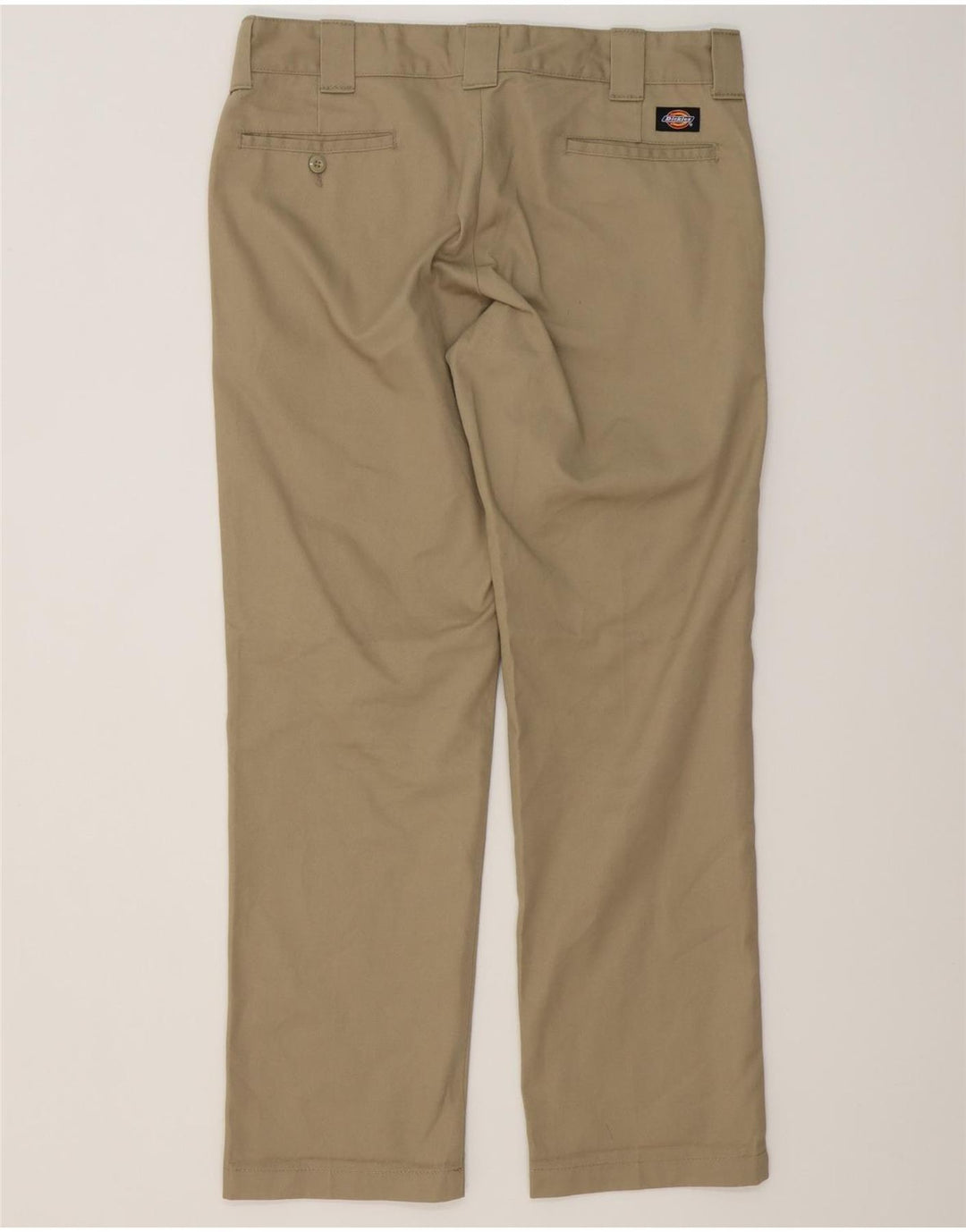 DICKIES Mens Slim Straight Chino Trousers W34 L32 Beige Polyester
