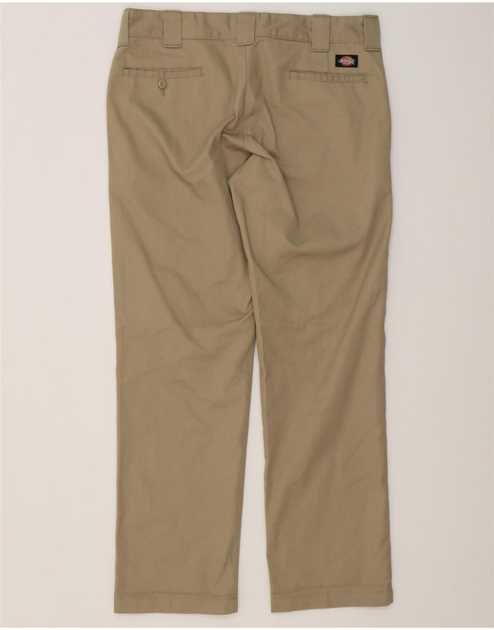 DICKIES Mens Slim Straight Chino Trousers W34 L32 Beige Polyester