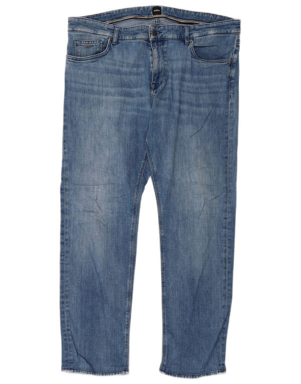 Hugo Boss Mens Maine Regular Fit Straight Jeans W36 L30 Blue Cotton