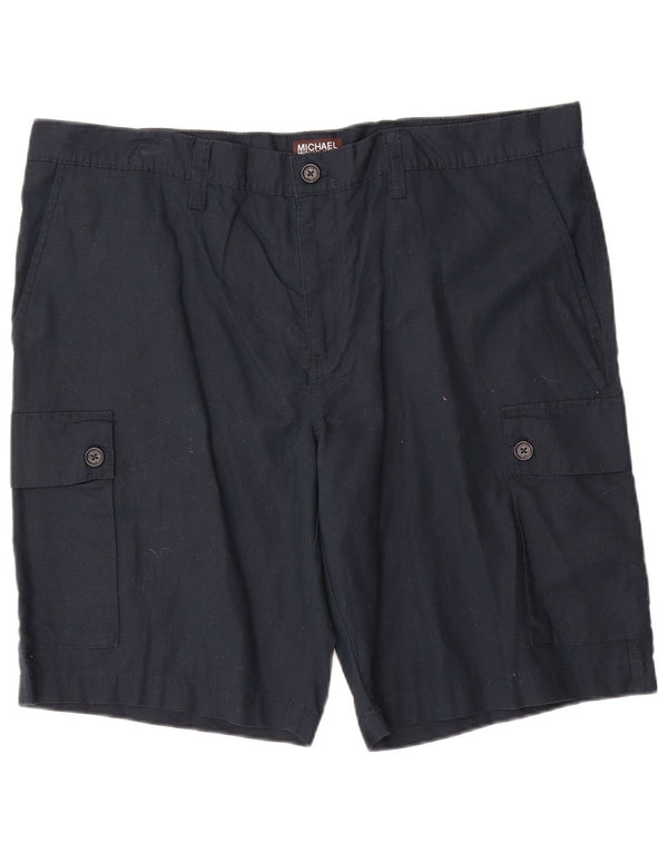 Michael Kors Mens Cargo Shorts W40 XL Navy Blue Linen