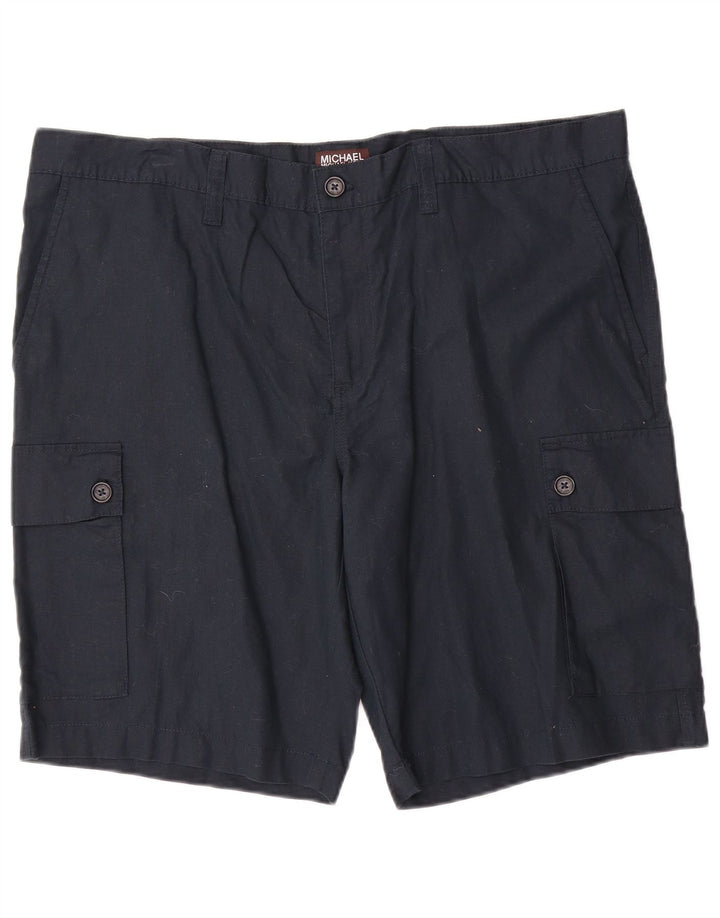 Michael Kors Mens Cargo Shorts W40 XL Navy Blue Linen