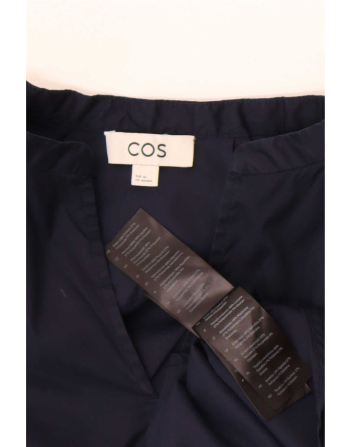Cos Womens Loose Fit Pullover Shirt EU 36 Small Navy Blue Cotton