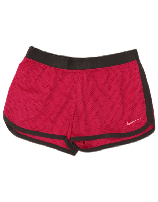 Nike Womens Dri Fit Graphic Sport Shorts UK 14 Medium Pink Colourblock
