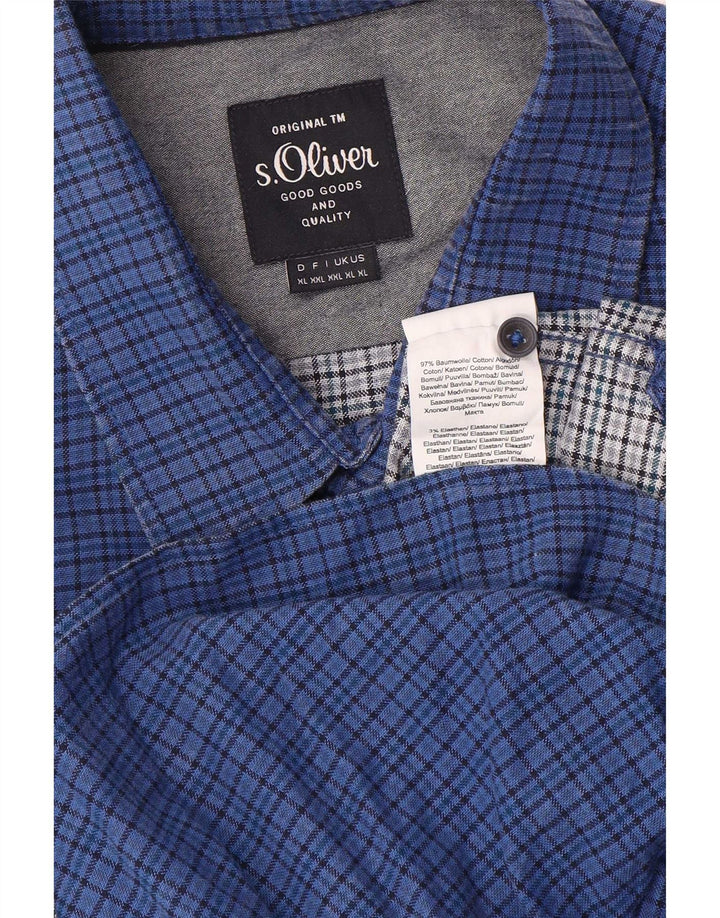 S.Oliver Mens Shirt XL Blue Check Cotton