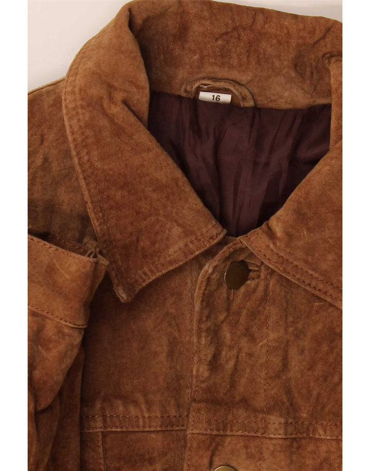 Vintage Womens Suede Jacket UK 16 Large Brown