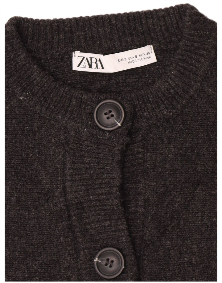 Zara Womens Cardigan Sweater UK 10 Small Grey Flecked