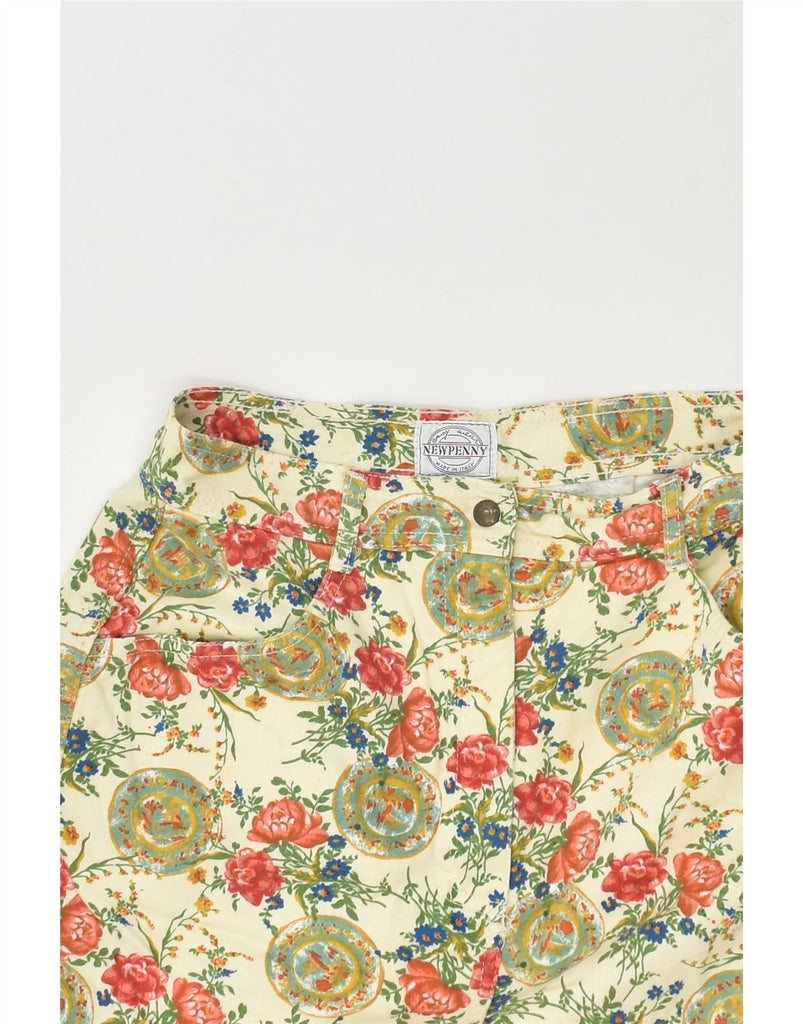 NEW PENNY Womens Mini Skirt UK 14 Medium W28 Beige Floral Cotton | Vintage New Penny | Thrift | Second-Hand New Penny | Used Clothing | Messina Hembry 