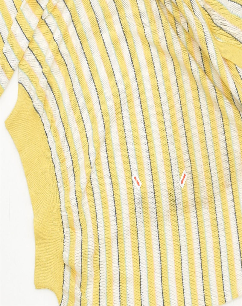 VINTAGE Womens Boat Neck Jumper Sweater UK 20 2XL Yellow Striped Cotton | Vintage | Thrift | Second-Hand | Used Clothing | Messina Hembry 