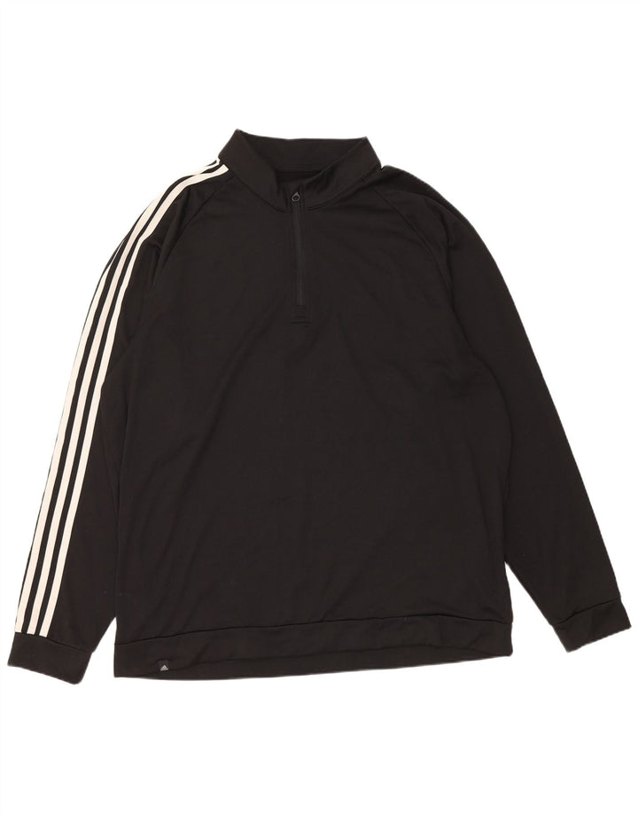 Adidas Mens Zip Neck Sweatshirt Jumper XL Black Polyester