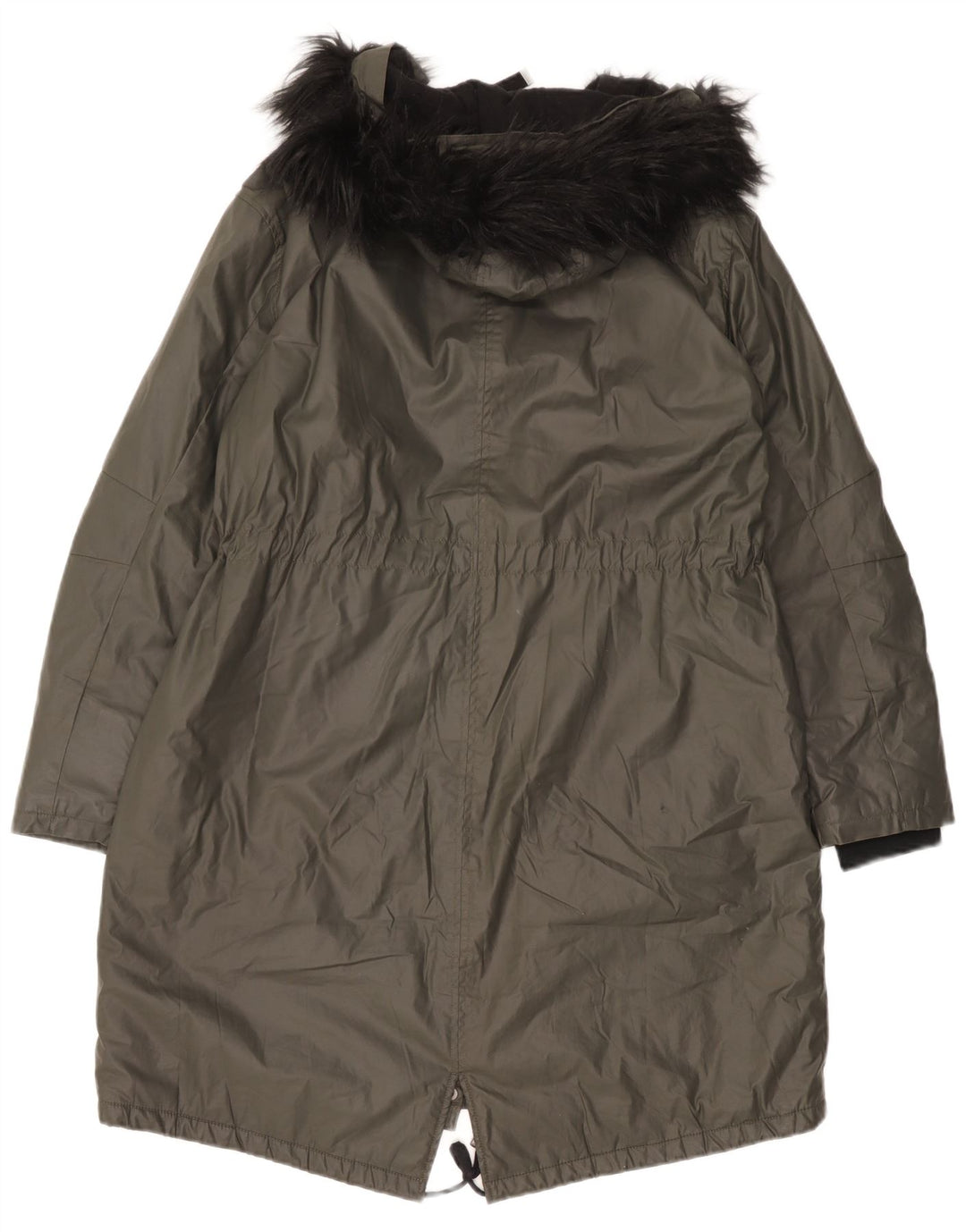 Marks & Spencer Womens Hooded Parka Jacket UK 14 Large  Green Cotton