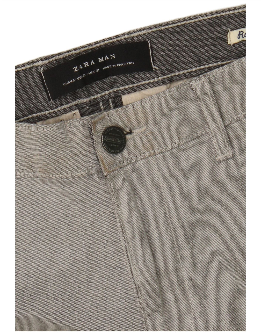 Zara Mens Slim Fit Chino Trousers EU 40 Medium W31 L30 Grey