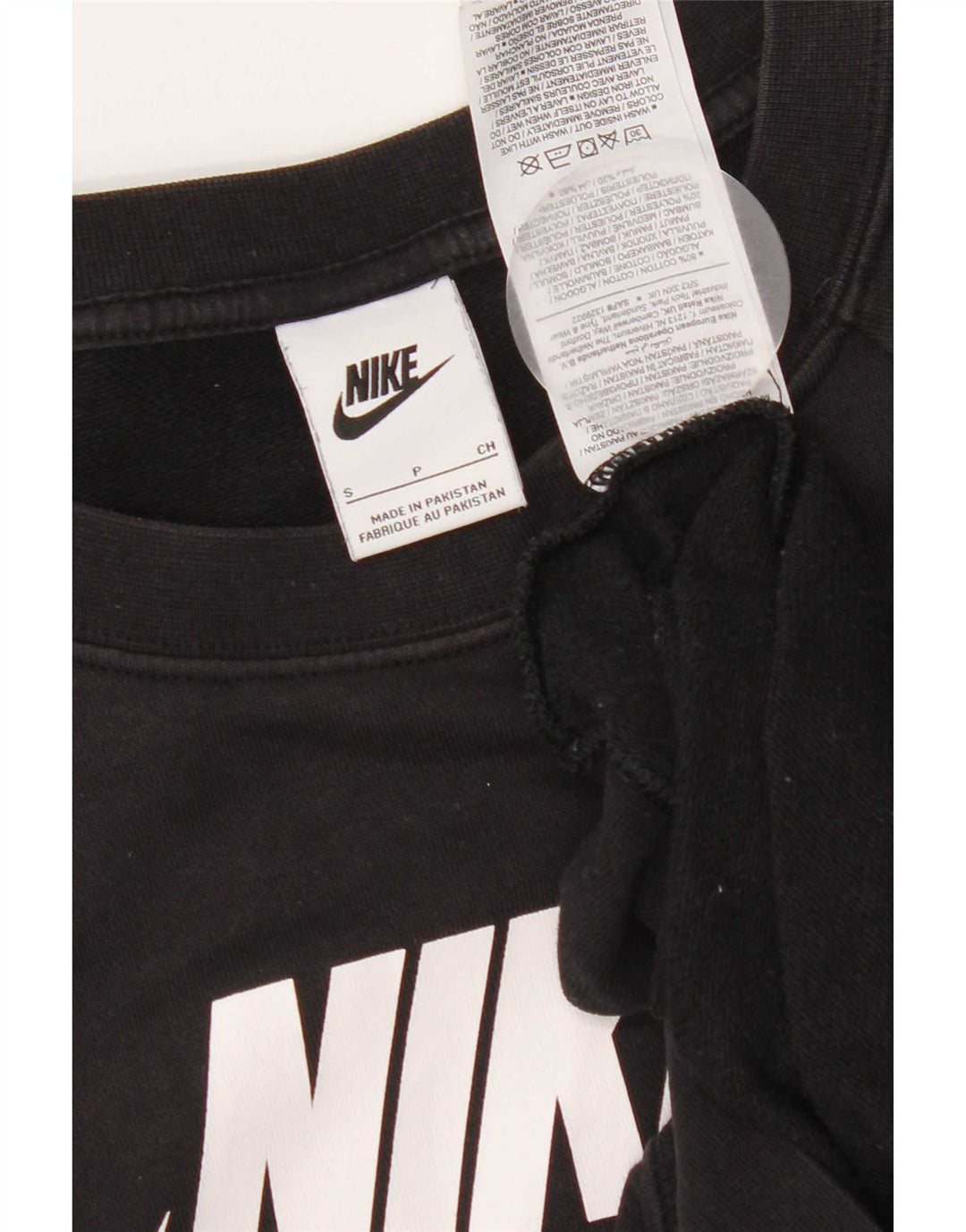 Nike Womens Graphic Oversized Sweatshirt Jumper UK 12 Small Black Cotton