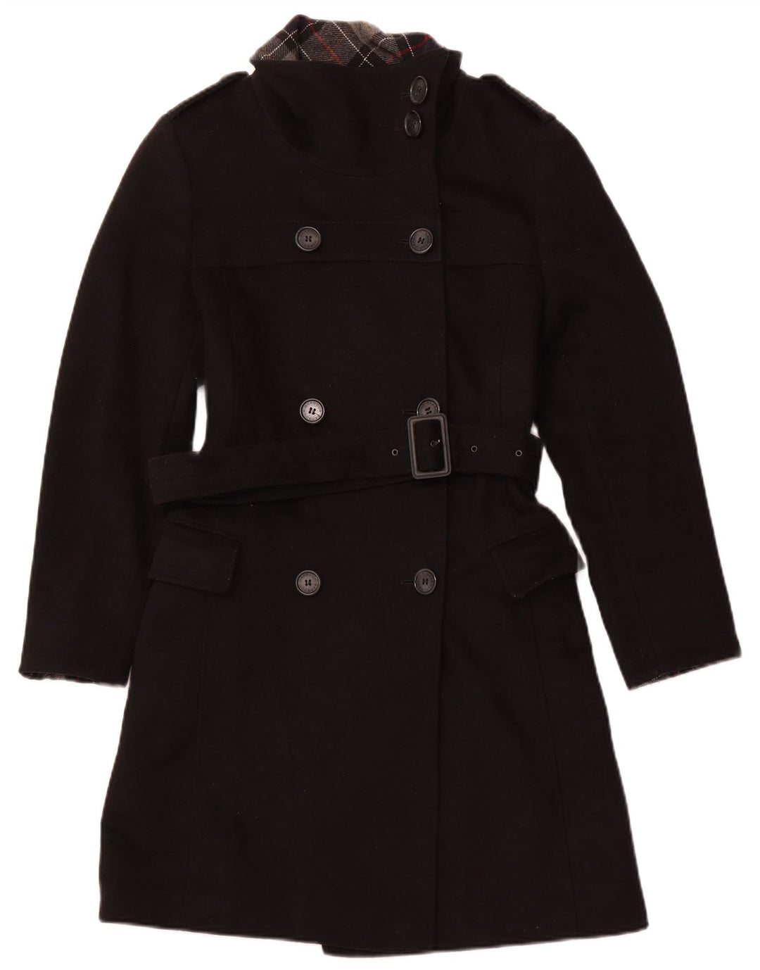 Barbour Womens Trench Coat UK 8 Small  Black Wool