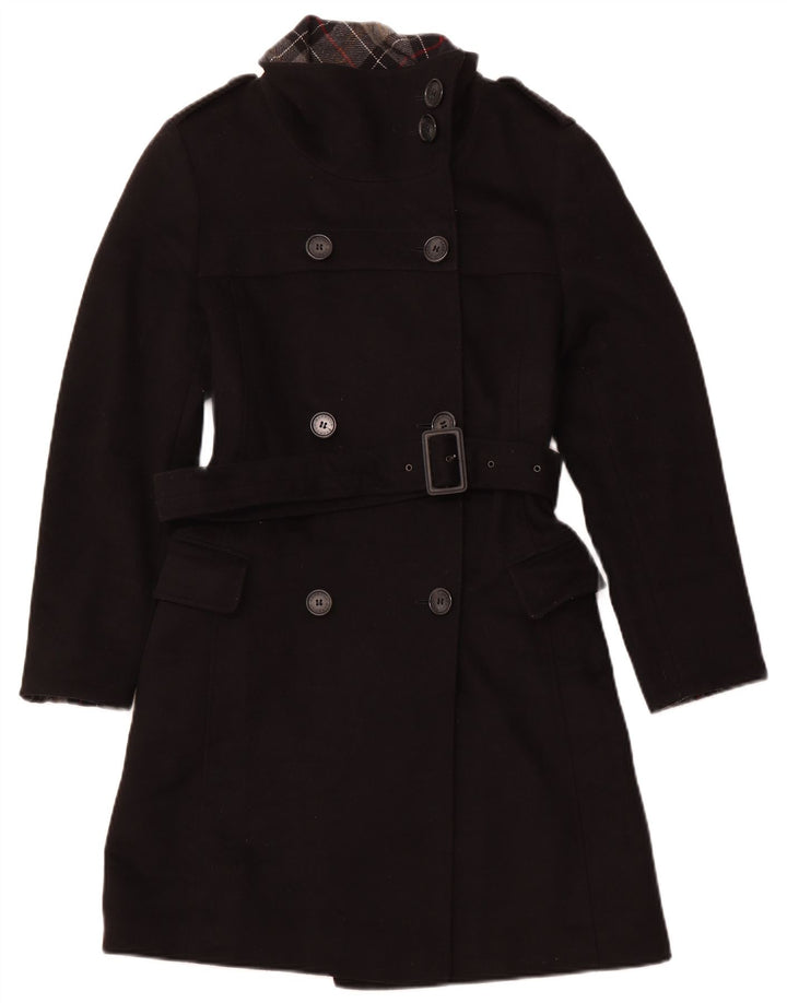 Barbour Womens Trench Coat UK 8 Small  Black Wool