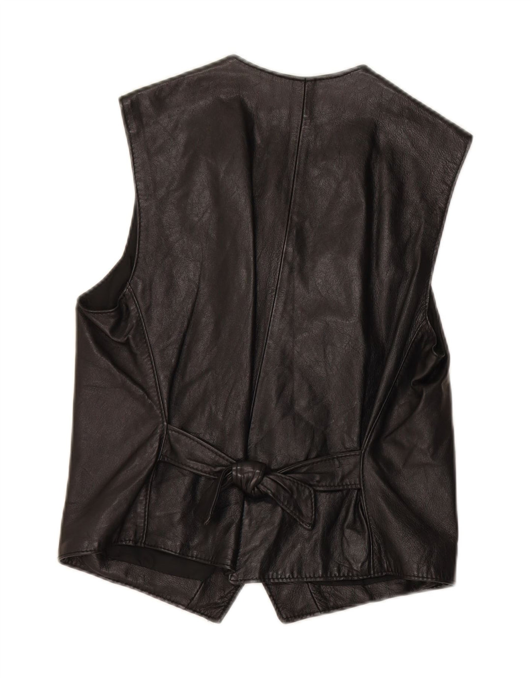 VINTAGE Womens Leather Waistcoat IT 46 Large Black Leather Vintage Vintage and Second-Hand Vintage from Messina Hembry 