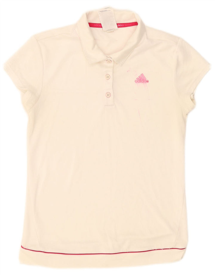 Adidas Womens Climalite Polo Shirt UK 8/10 Small White Polyester