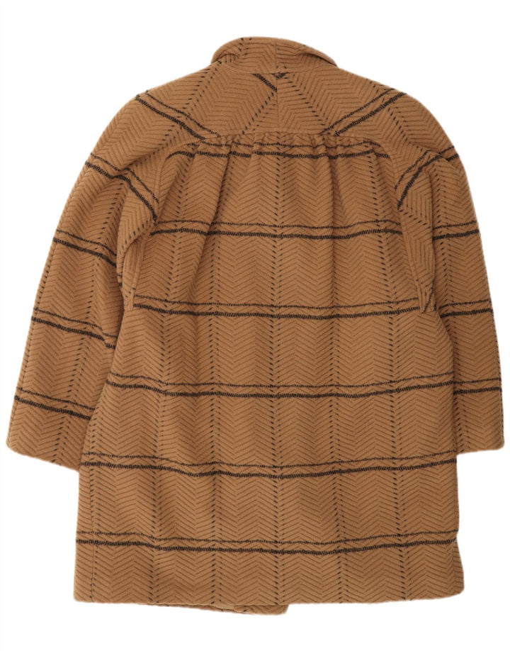 FIORELLA RUBINO Womens Double Breasted Coat UK 14 Large Beige Check