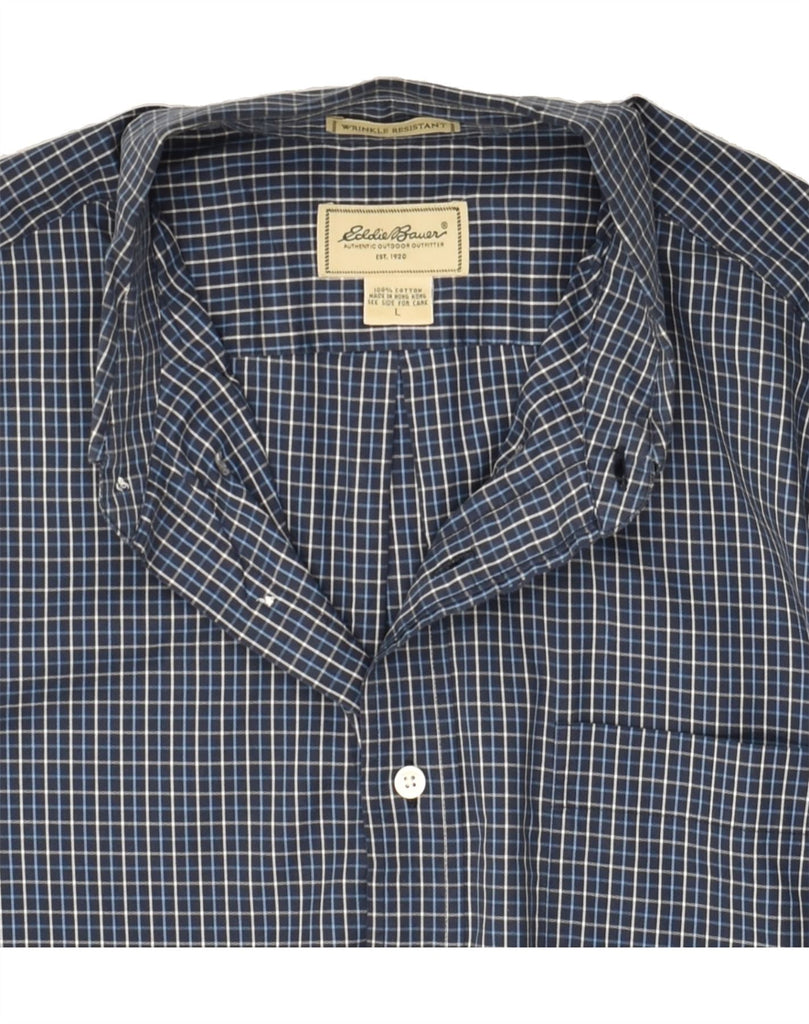 EDDIE BAUER Mens Shirt Large Navy Blue Check Cotton | Vintage Eddie Bauer | Thrift | Second-Hand Eddie Bauer | Used Clothing | Messina Hembry 