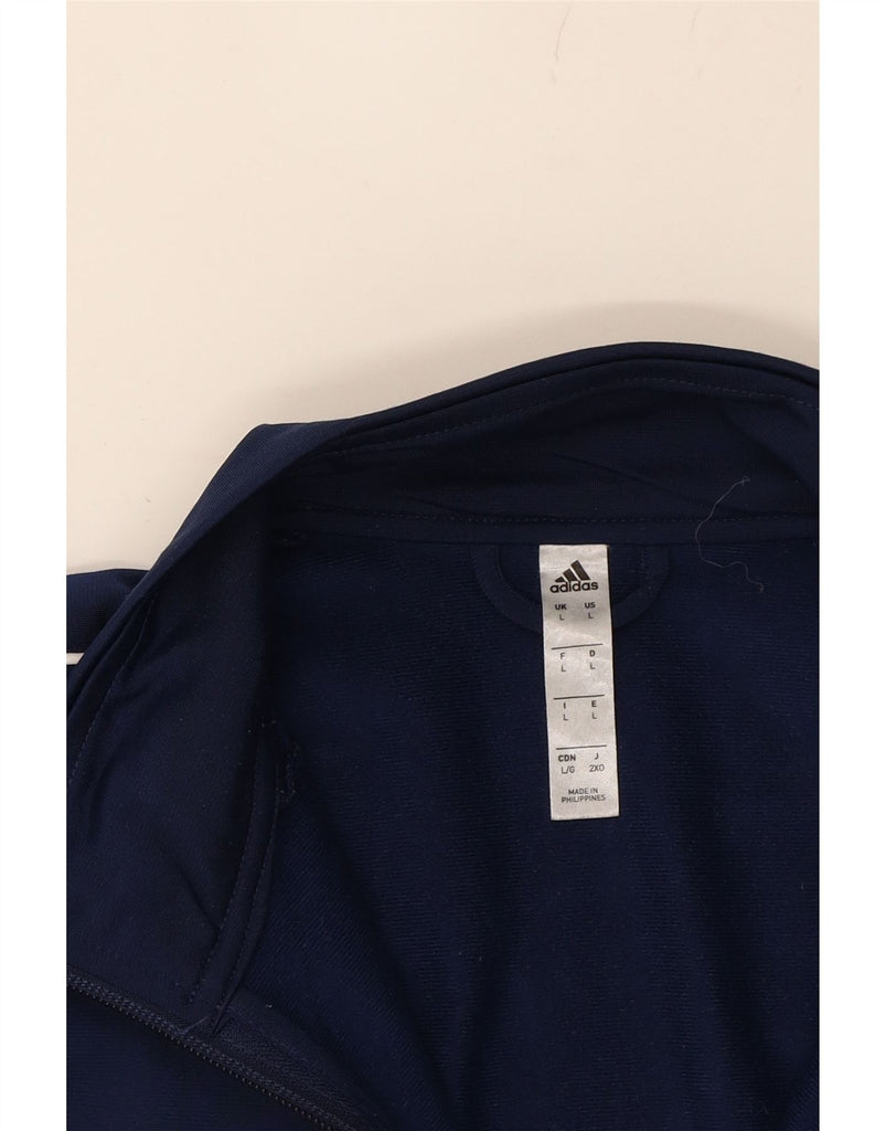 ADIDAS Mens Tracksuit Top Jacket Large Navy Blue Polyester Vintage Adidas and Second-Hand Adidas from Messina Hembry 