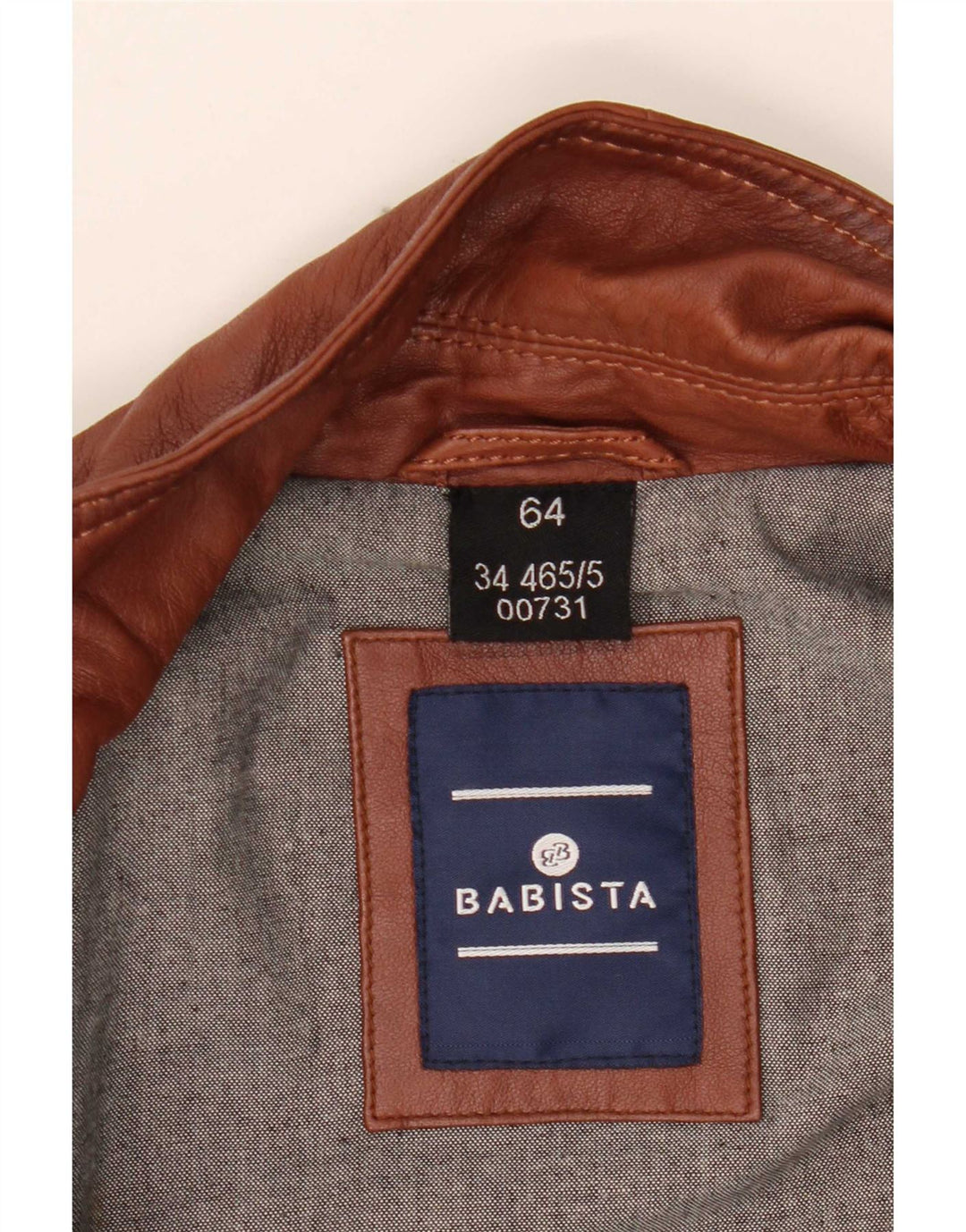Babista Mens Leather Jacket EU 64 7XL Brown Leather