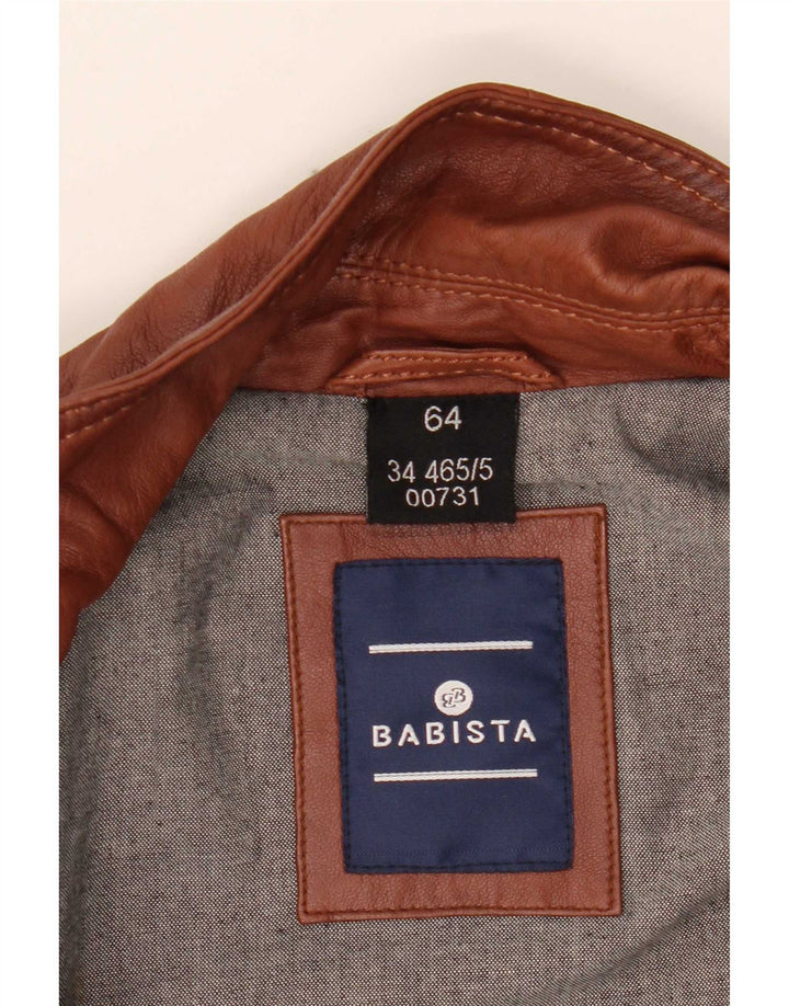 Babista Mens Leather Jacket EU 64 7XL Brown Leather