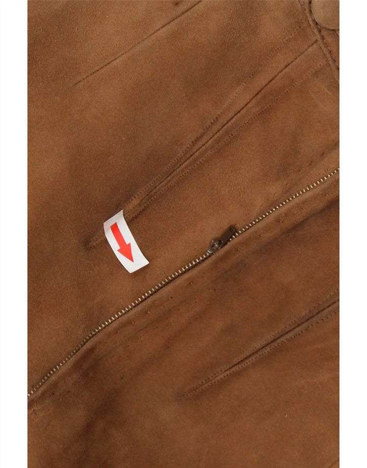 Vintage Womens Suede Skirt W26 Small Beige