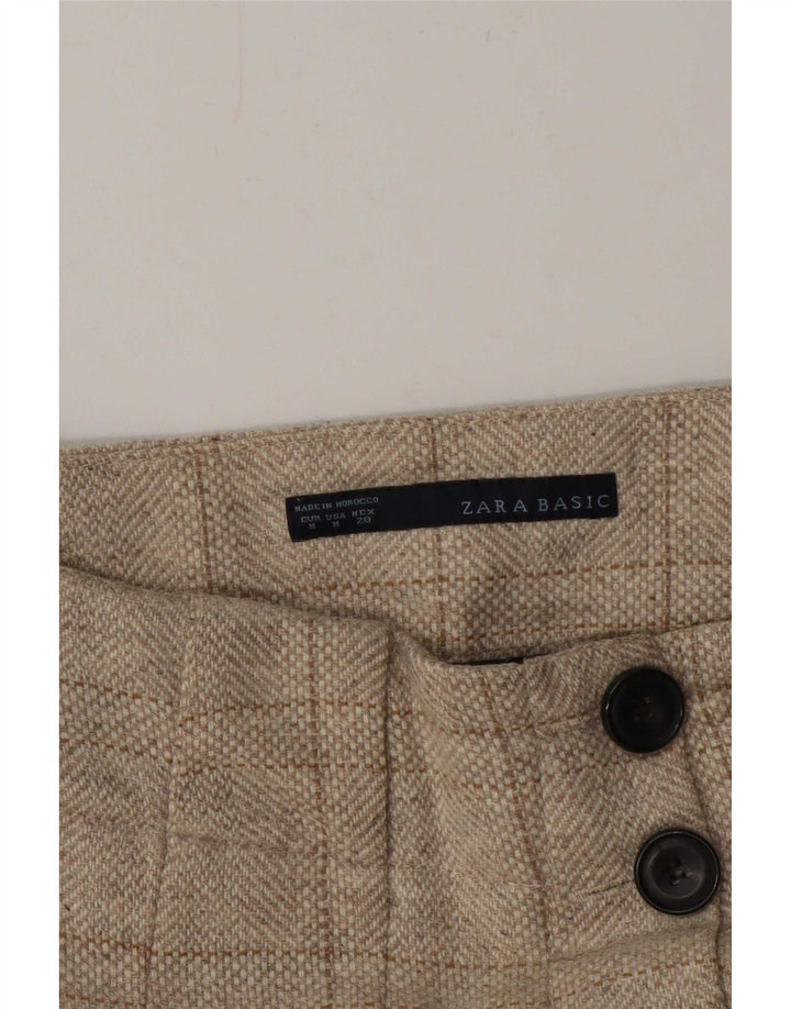 Zara Womens Midi Skirt Medium W28 Beige Check