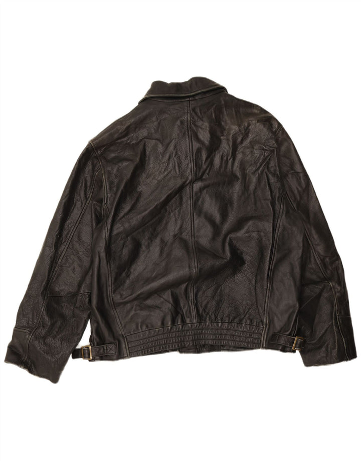 Vintage Mens Leather Jacket IT 56 3XL Black Leather
