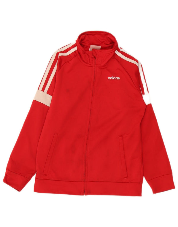 Adidas Boys Tracksuit Top Jacket 6-7 Years Red Colourblock